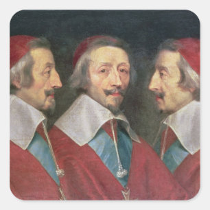 Adesivo Quadrado Retrato triplo da cabeça de Richelieu, 1642