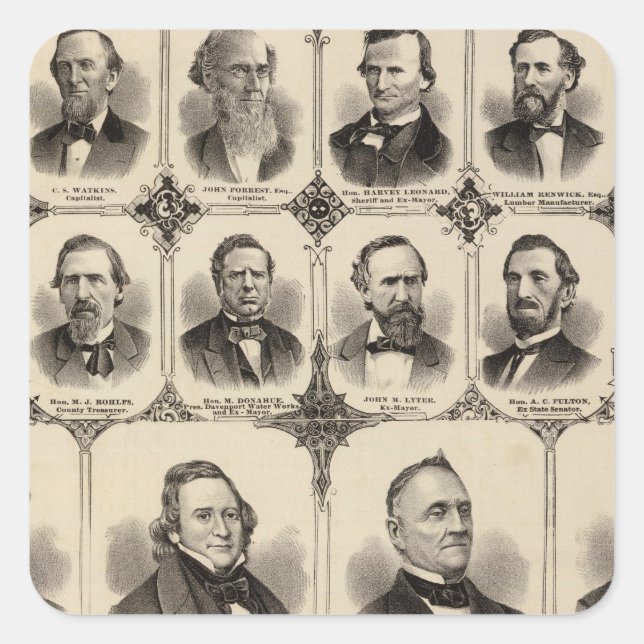 Adesivo Quadrado Retratos dos Cidadãos de Scott County (Frente)