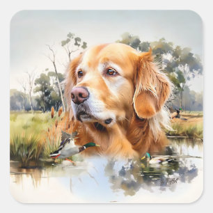 Adesivo Quadrado Retriever de ouro