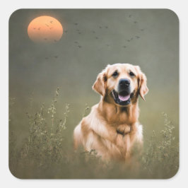 Adesivo Quadrado Retriever Dourado