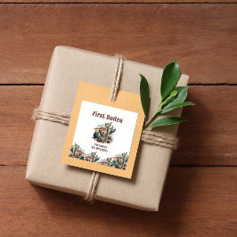 Adesivo Quadrado Retro 1rua Primeiro Rodeio Oeste Cactus Aniversári