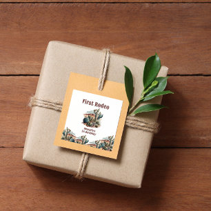 Adesivo Quadrado Retro 1rua Primeiro Rodeio Oeste Cactus Aniversári