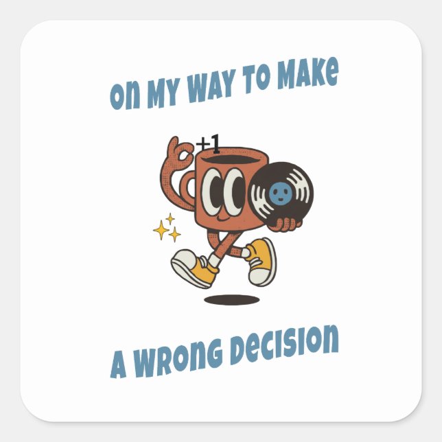 Adesivo Quadrado Retro Aesthetic Coffee Sticker – Funny Decisions (Frente)