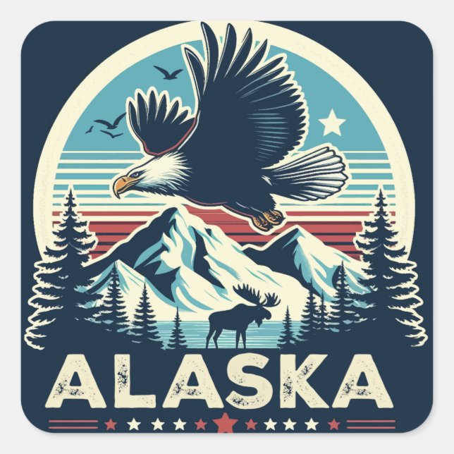 Adesivo Quadrado Retro Alaska (Frente)