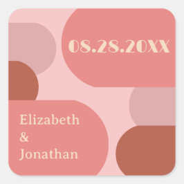 Adesivo Quadrado Retro Arches Casamento Cor-de-Rosa Coral