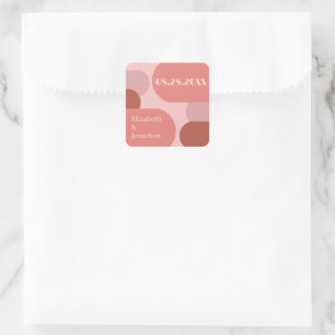 Adesivo Quadrado Retro Arches Casamento Cor-de-Rosa Coral