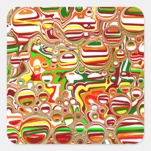 Adesivo Quadrado Retro Bolhas Arte Digital