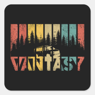 Adesivo Quadrado Retro Camper Van Life - Vintage Vanlife