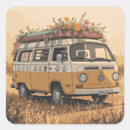 Adesivo Quadrado Retro Camper Van Sticker –