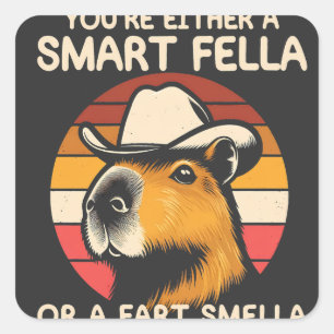 Adesivo Quadrado Retro Capybara