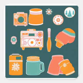 Adesivo Quadrado .	🍪❄️Retro Cozy Winter
