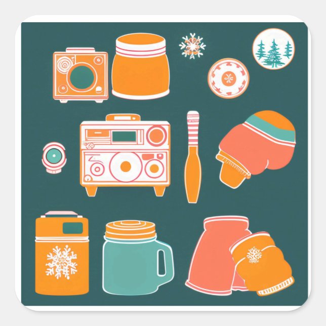 Adesivo Quadrado .	🍪❄️Retro Cozy Winter (Frente)
