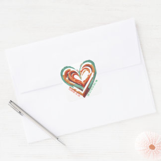 Adesivo Quadrado Retro em Forma de Coração