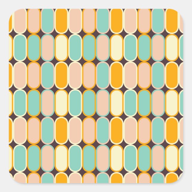 Adesivo Quadrado Retro geometric pattern with vertical ovals (Frente)