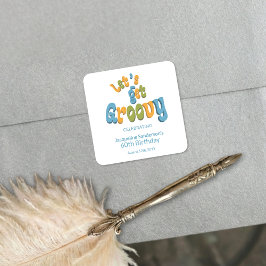 Adesivo Quadrado Retro Groovy 60th Birthday Party Envelope Seals