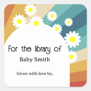 Adesivo Quadrado Retro Groovy - Para a biblioteca de