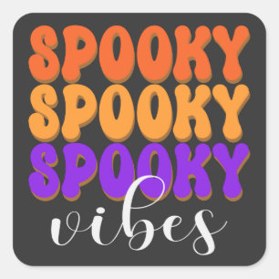 Adesivo Quadrado Retro Groovy Spooky Vibes Halloween