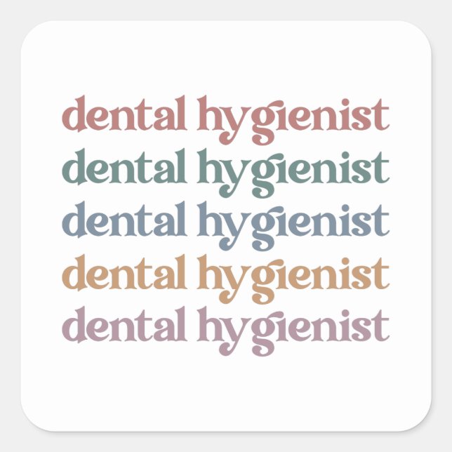Adesivo Quadrado Retro Higienista Dental | Dentista RDH Dentist Den (Frente)