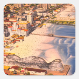 Adesivo Quadrado Retro Histórica Calçada de Long Beach, Califórnia