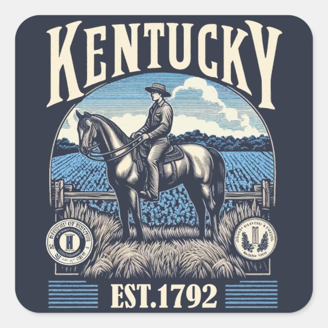 Adesivo Quadrado Retro Kentucky (Frente)