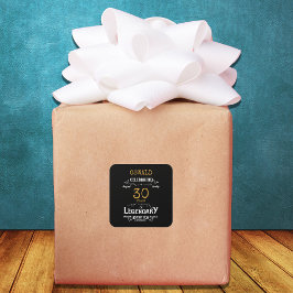 Adesivo Quadrado Retro Lendário Dourado aniversário de 30 anos pret