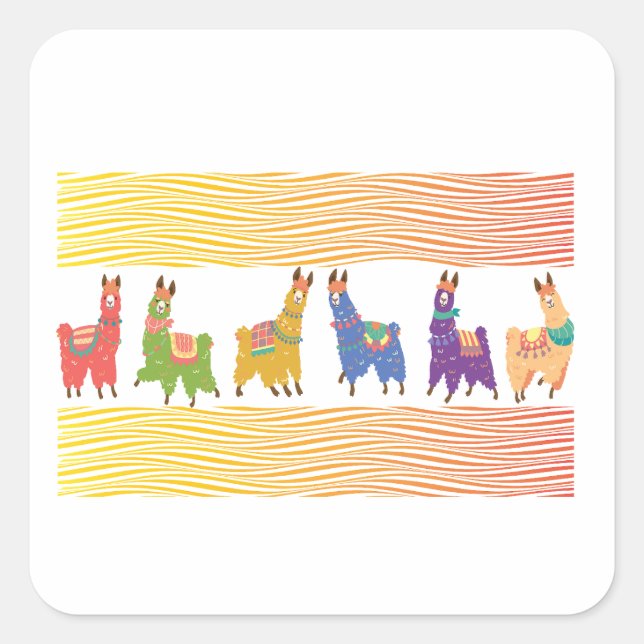 Adesivo Quadrado Retro Llamas (Frente)