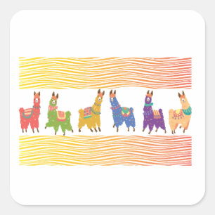 Adesivo Quadrado Retro Llamas