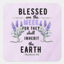 Adesivo Quadrado Retro Matthew 5:5 Lavanda Watercolor