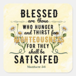 Adesivo Quadrado Retro Matthew 5:6 Watercolor