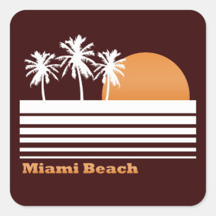 Adesivo Quadrado Retro Miami Beach Stickers