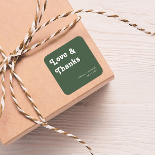 Adesivo Quadrado Retro Modern Chic Wedding Obrigado