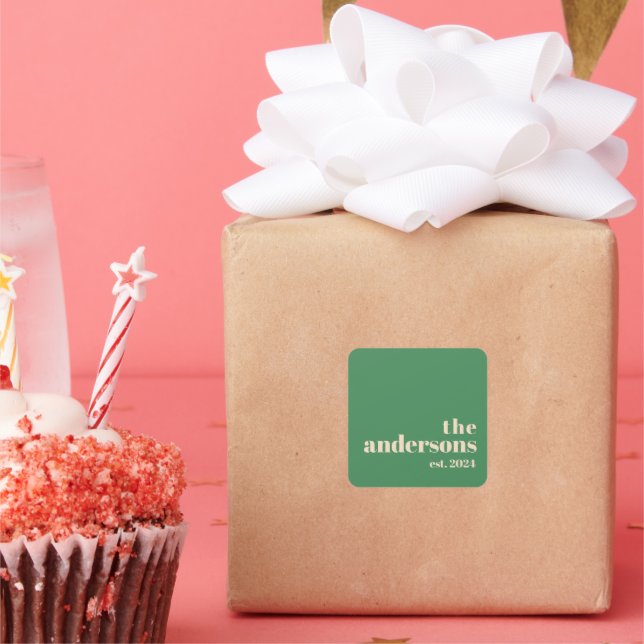 Adesivo Quadrado Retro moderno minimalista verde (Festa)