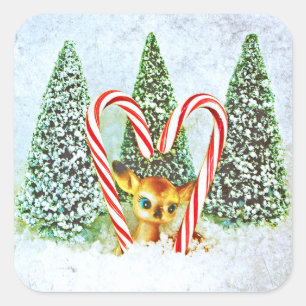 Adesivo Quadrado Retro Natal Fawn