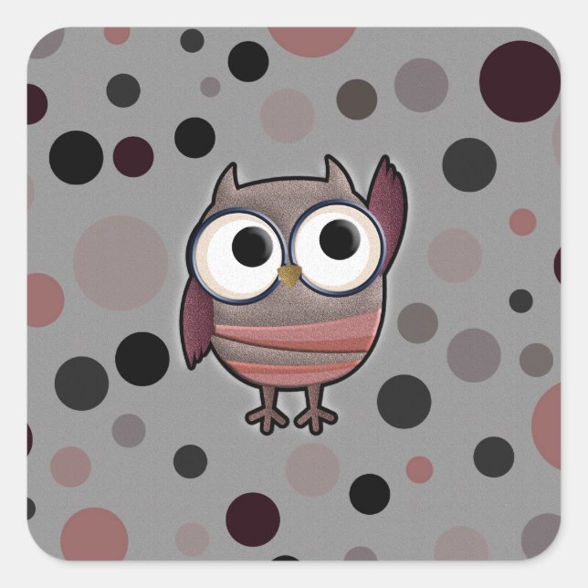 Adesivo Quadrado Retro Owl (Frente)