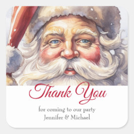 Adesivo Quadrado Retro Papai Noel num Natal Red Hat Obrigado