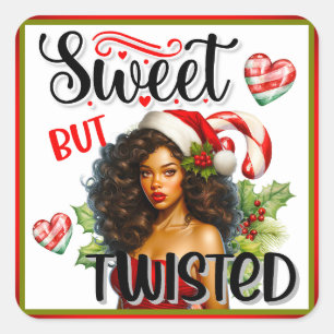 Adesivo Quadrado Retro Pinup de Natal doce mas torcido