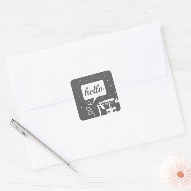 Adesivo Quadrado Retro qualquer padrão de telefone colorido (Envelope)