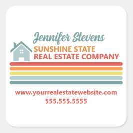 Adesivo Quadrado Retro Real Estate Company Realtor Marketing