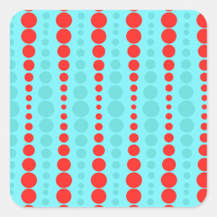 Adesivo Quadrado Retro Red and Turquoise Dots Stickers