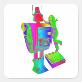 ADESIVO QUADRADO RETRO ROBOT STICKER.