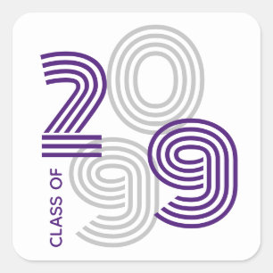 Adesivo Quadrado Retro Roxo Grande Números Classe de