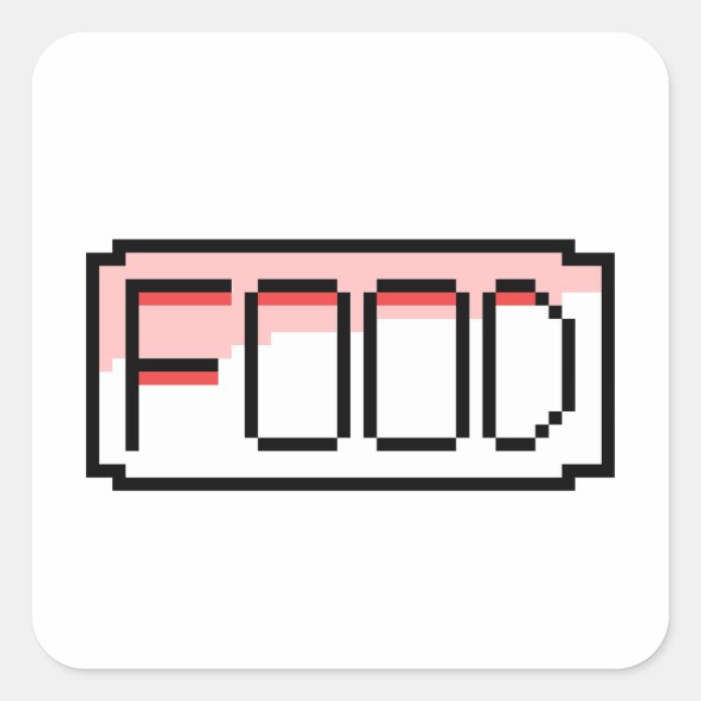 Adesivo Quadrado Retro RPG Pixel Art – Chat Box ‘Food’ (Frente)