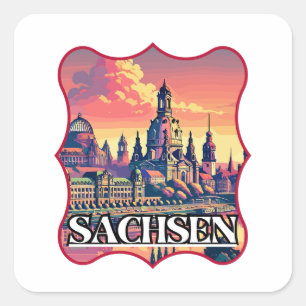 Adesivo Quadrado Retro Sachsen Skyline