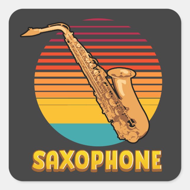 Adesivo Quadrado Retro-saxofone (Frente)