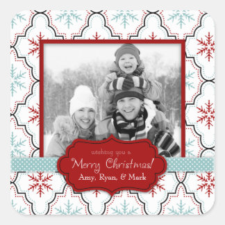 Adesivo Quadrado Retro Snowflakes Fotografia Sticker B