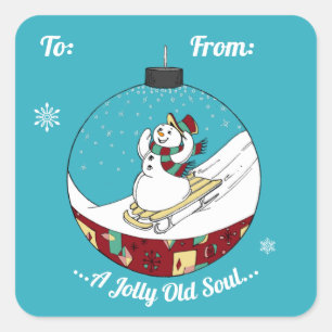 Adesivo Quadrado Retro Snowman