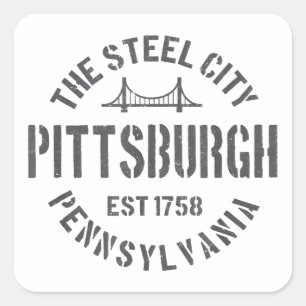 Adesivo Quadrado Retro Steel City Pittsburgh Pensilvânia Yinz