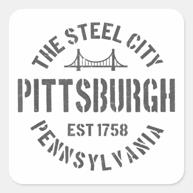 Adesivo Quadrado Retro Steel City Pittsburgh Pensilvânia Yinz (Frente)