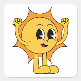 Adesivo Quadrado Retro Sun Smiley
