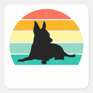 Adesivo Quadrado Retro Sunset Chihuahua